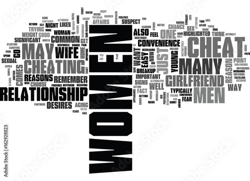 WHY DO WOMEN CHEAT ON THEIR PARTNERS TEXT WORD CLOUD CONCEPT
