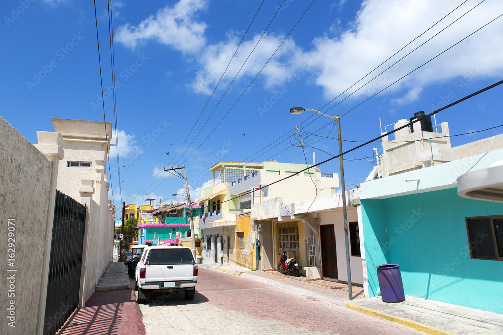 Colorful houses in the streets of Mexico.