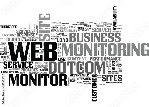 WHY DOTCOM MONITOR SERVICE IS CRUCIAL TO E BUSINESS TEXT WORD CLOUD CONCEPT