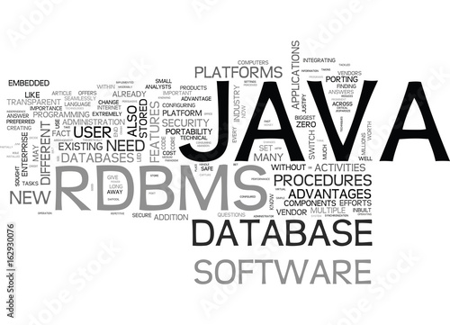 WHY JAVA RDBMS TEXT WORD CLOUD CONCEPT