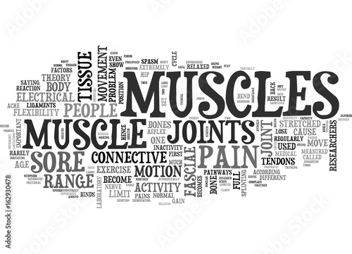 WHY MUSCLES GET SORE TEXT WORD CLOUD CONCEPT
