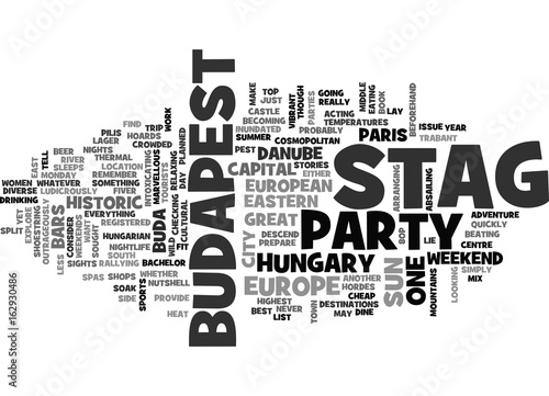 WHY NOT A STAG PARTY IN BUDAPEST TEXT WORD CLOUD CONCEPT