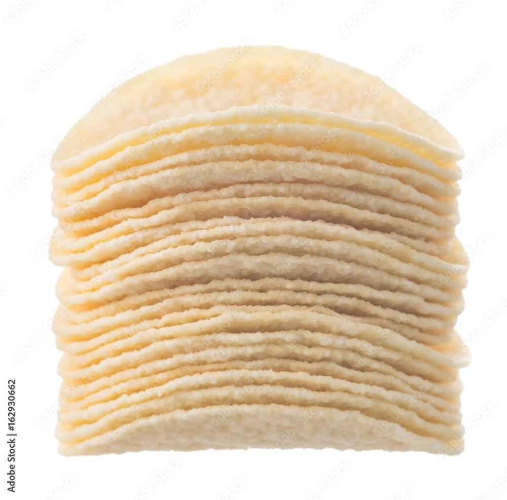 Potato chips isolated on white background. Potato chips isolated on white background.