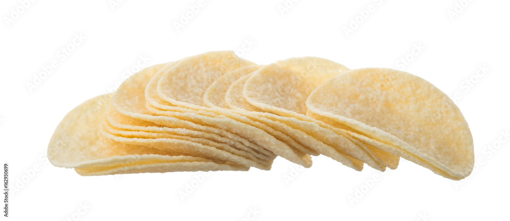 Potato chips isolated on white background. Potato chips isolated on white background.