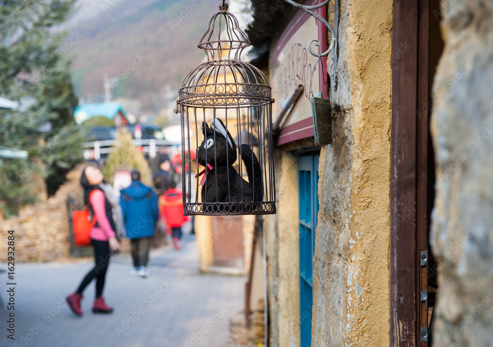 Naklejka premium Souvenir shop at Yufuin Floral village, OITA, in Japan