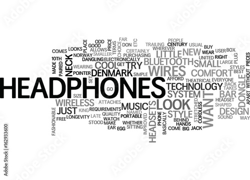 WIRELESS HEADPHONES TEXT WORD CLOUD CONCEPT