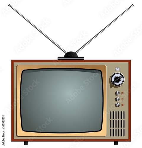 Vector illustration of the old tv. Video receiver screen. Retro old tv isolated on white background.
