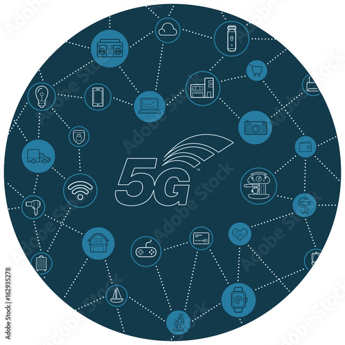5G IOT Internet of Things Smart Home Vector Quality Design with Icons