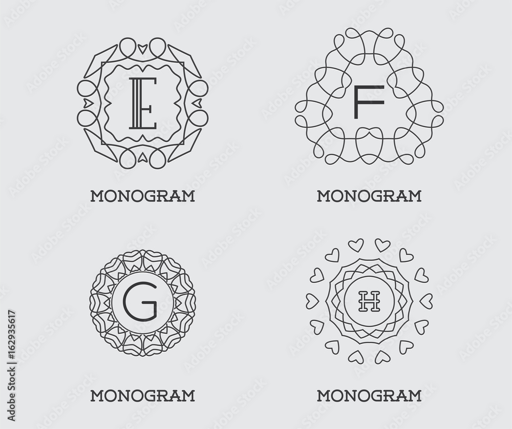 Fototapeta premium Set of Monogram Design Template. Letter Vector Illustration Premium Elegant Quality. Collection Pack.