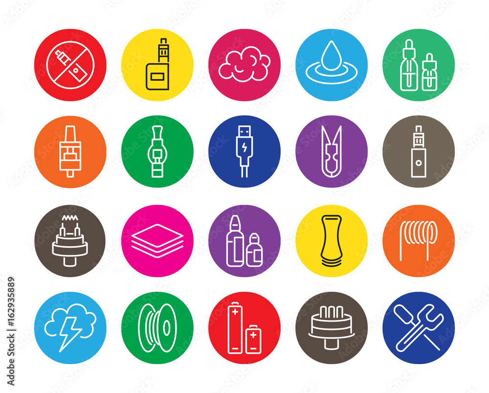 Set of Minimal Vape Vaping Culture Vector Line Icons. Perfect Pixel. Thin Stroke. 48x48. Set of Minimal Vape Vaping Culture Vector Line Icons. Perfect Pixel. Thin Stroke. 48x48.