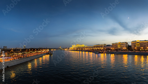 Panoramic view Moscow river gorky park