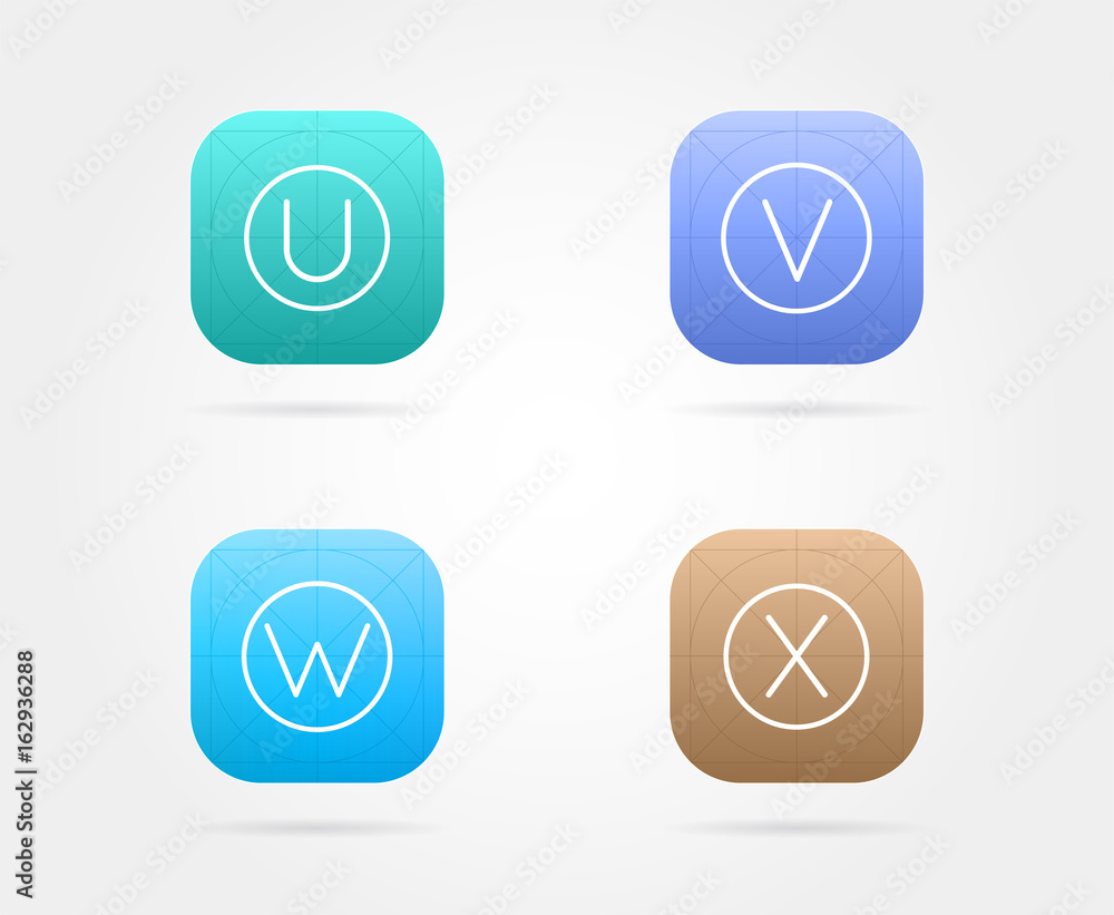 Set of App Icon Template with Guidelines. Vector Fresh Colour Set of App Icon Template with Guidelines. Vector Fresh Colour