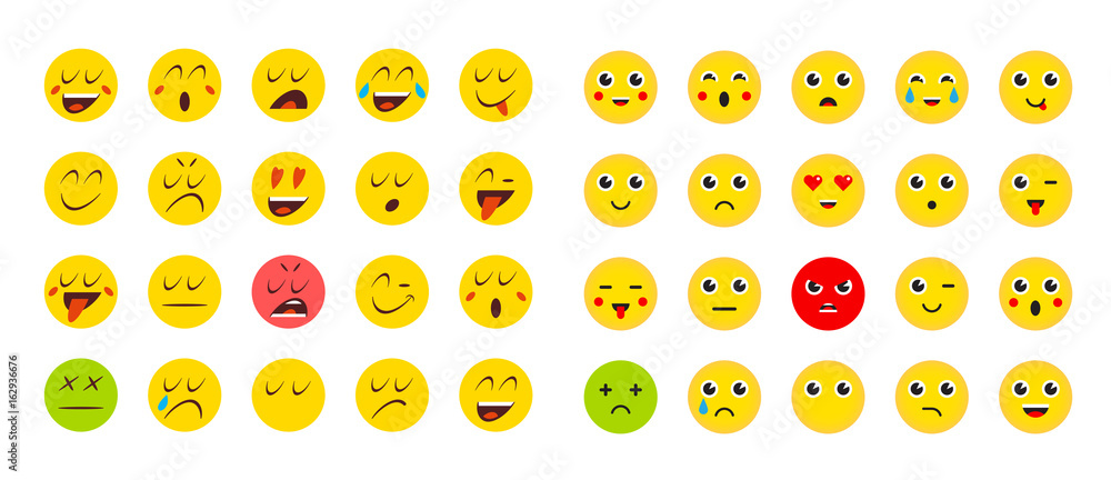 Set of Emoticons or Emoji for Devices. Vector Illustration. Set of Emoticons or Emoji for Devices. Vector Illustration.