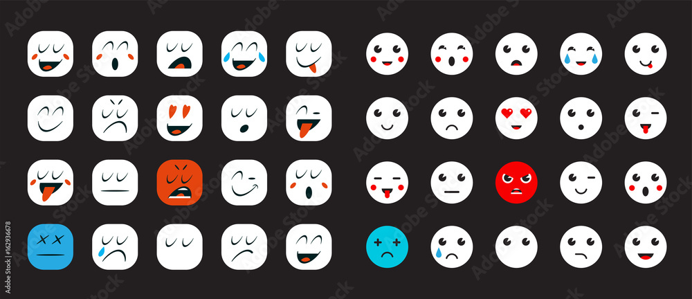 Set of Emoticons or Emoji for Devices. Vector Illustration. Set of Emoticons or Emoji for Devices. Vector Illustration.