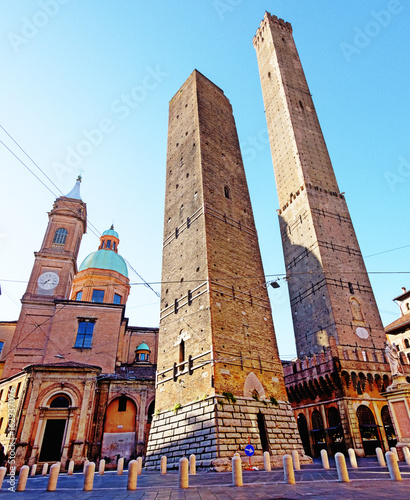 Famous two towers of Bologna, Italy photo