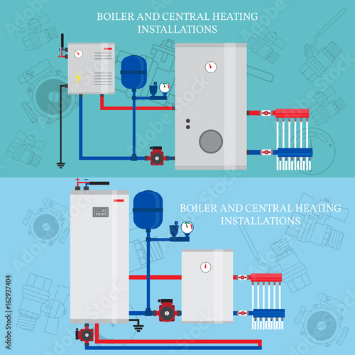 Boiler and central heating installations, flat heating conce