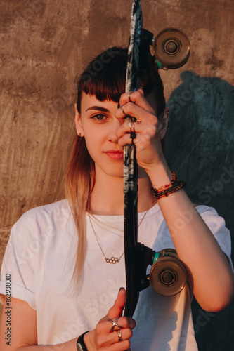 Wallpaper Mural Hipster girl with skate board Torontodigital.ca