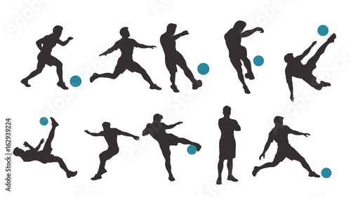 soccer player set silhouette