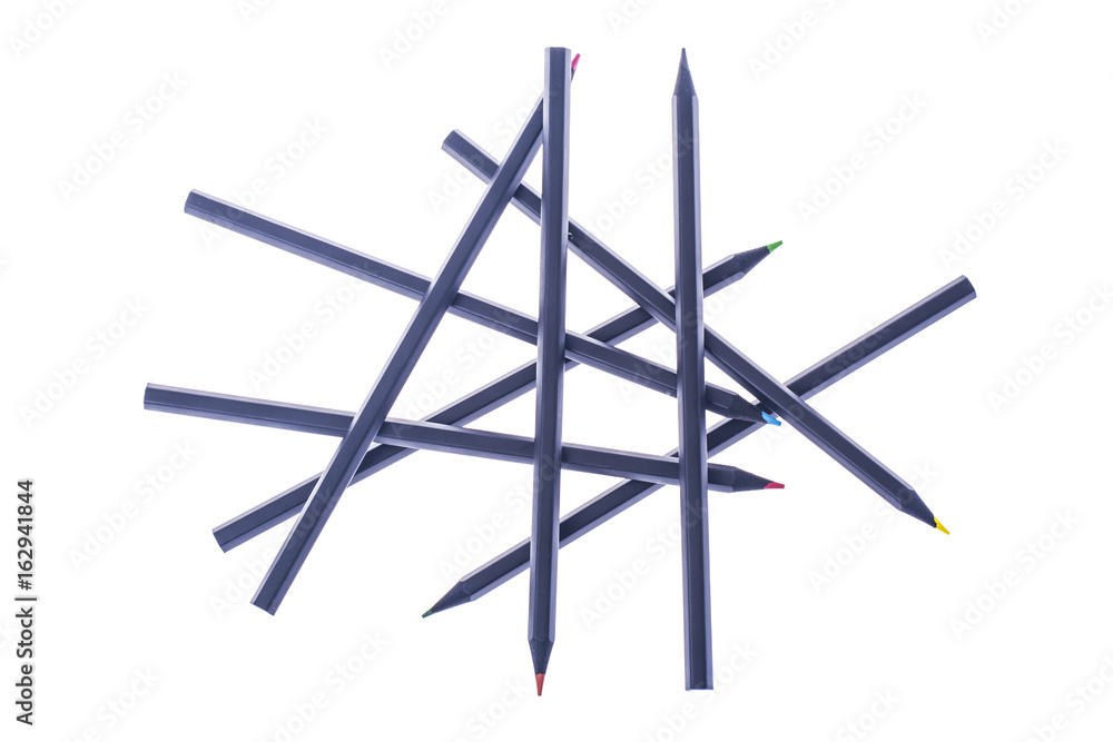 Set of beautiful black colored pencils on White background. Set of beautiful black colored pencils on White background.