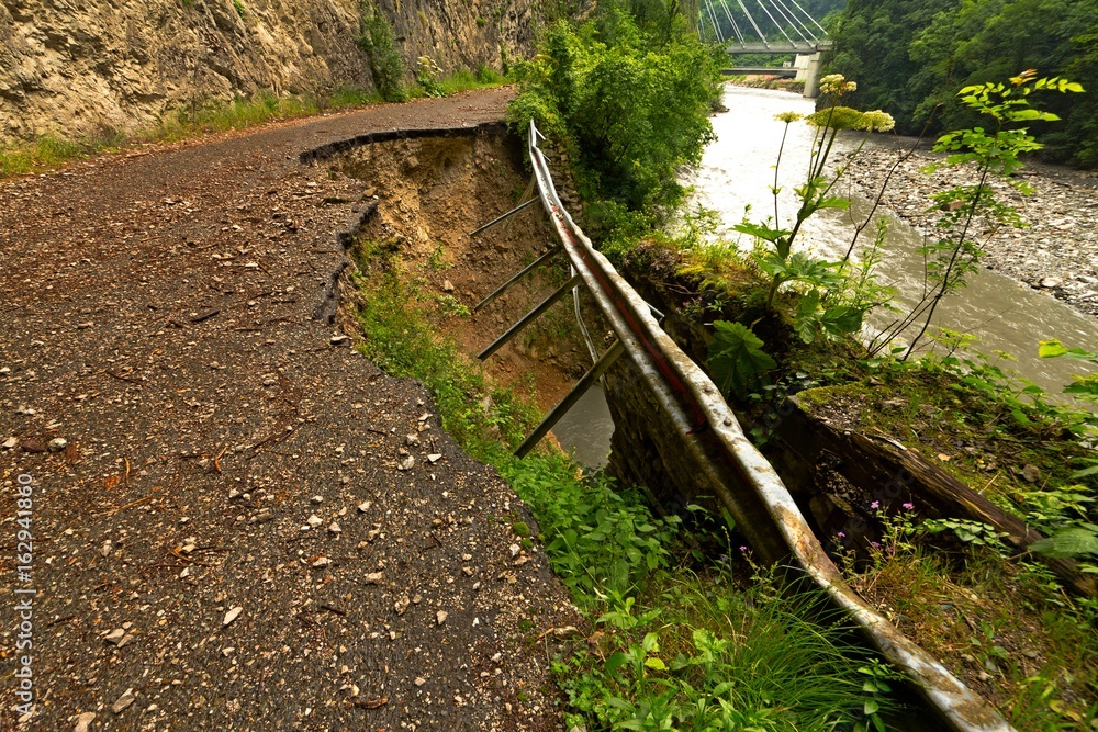 Old collapsing abandoned mountain road Old collapsing abandoned mountain road