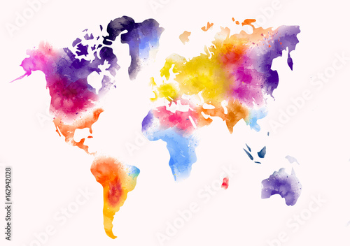 Obraz na płótnie farba akwarelowa mapa świata