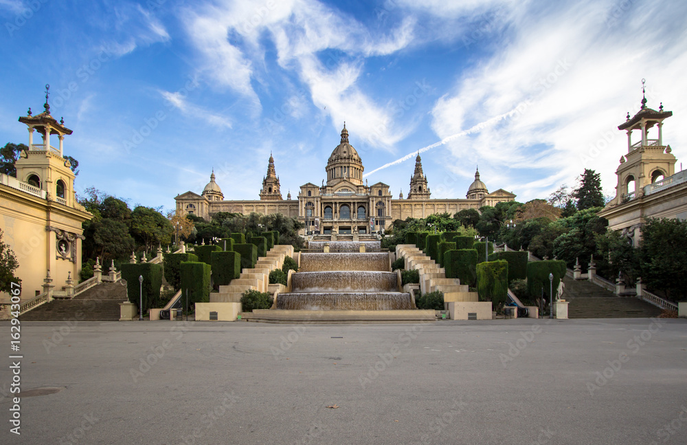 National Palace of Barcelona on mountain Montjuic