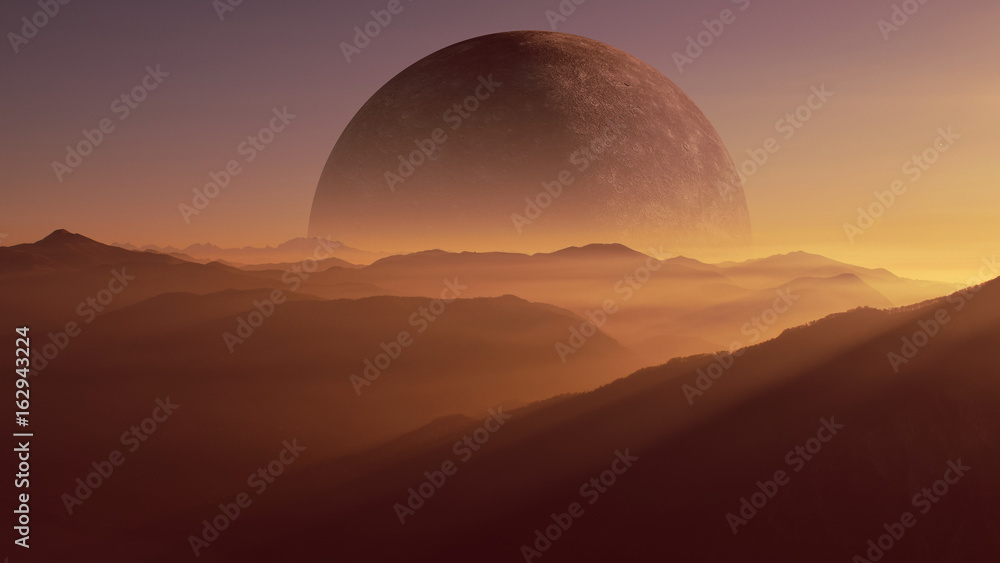 Fototapeta premium mountain range on an alien planet
