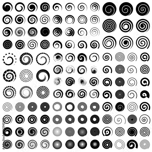 Big spiral collection, isolated vector elements photo