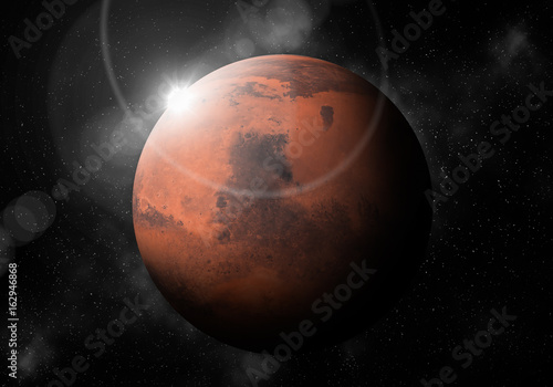 Fourth planet from the Sun is Mars ,Solar system planetarium.