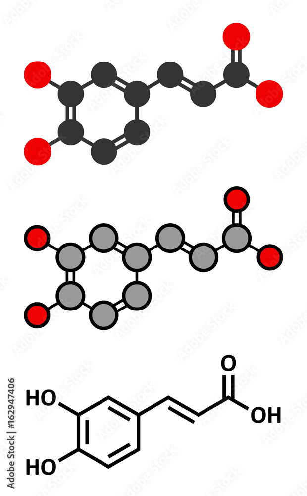 Caffeic acid molecule. Intermediate in the biosynthesis of lignin. Caffeic acid molecule. Intermediate in the biosynthesis of lignin.