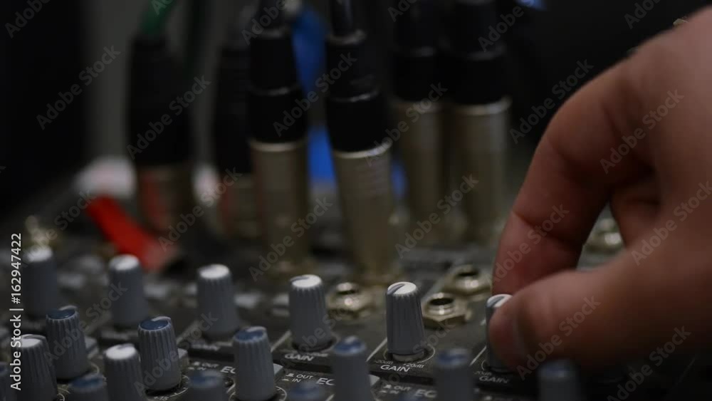Working With Analogic Sound Mixer. Professional audio mixing console radio and TV broadcasting Working With Analogic Sound Mixer. Professional audio mixing console radio and TV broadcasting