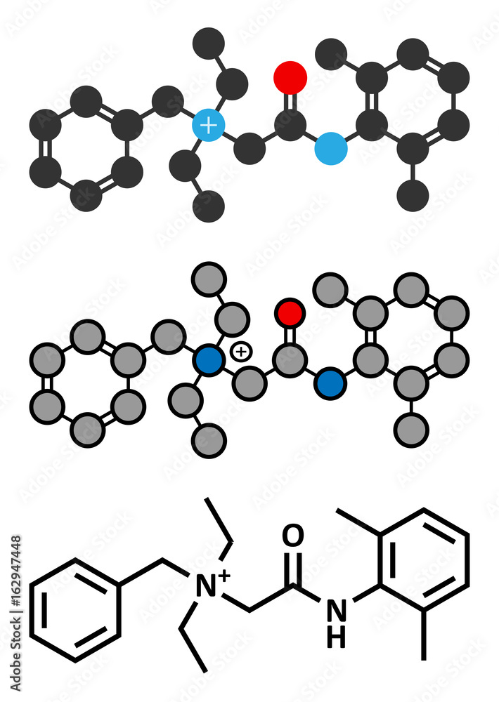 Denatonium bittering agent molecule. Denatonium bittering agent molecule.