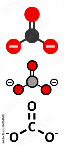 Carbonate anion, chemical structure.