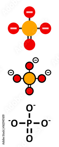 Phosphate anion, chemical structure.