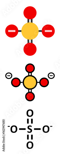 Sulfate anion, chemical structure.