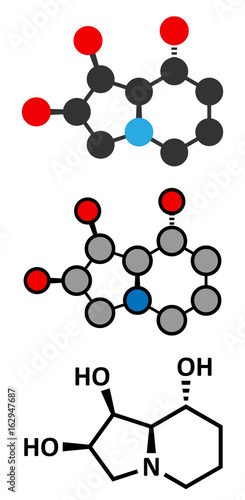 Swainsonine locoweed toxin molecule. Present in Astragalus, Oxytropis and Swainsona plant species.