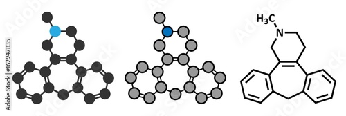 Setiptiline (also known as teciptiline) antidepressant drug molecule.
