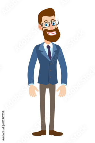 Full length portrait of Cartoon Hipster Businessman Character