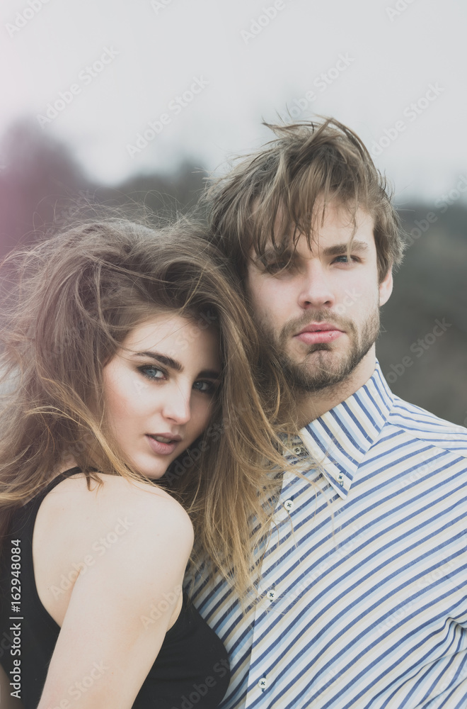 Heterosexual couple of lovers on nature Heterosexual couple of lovers on nature