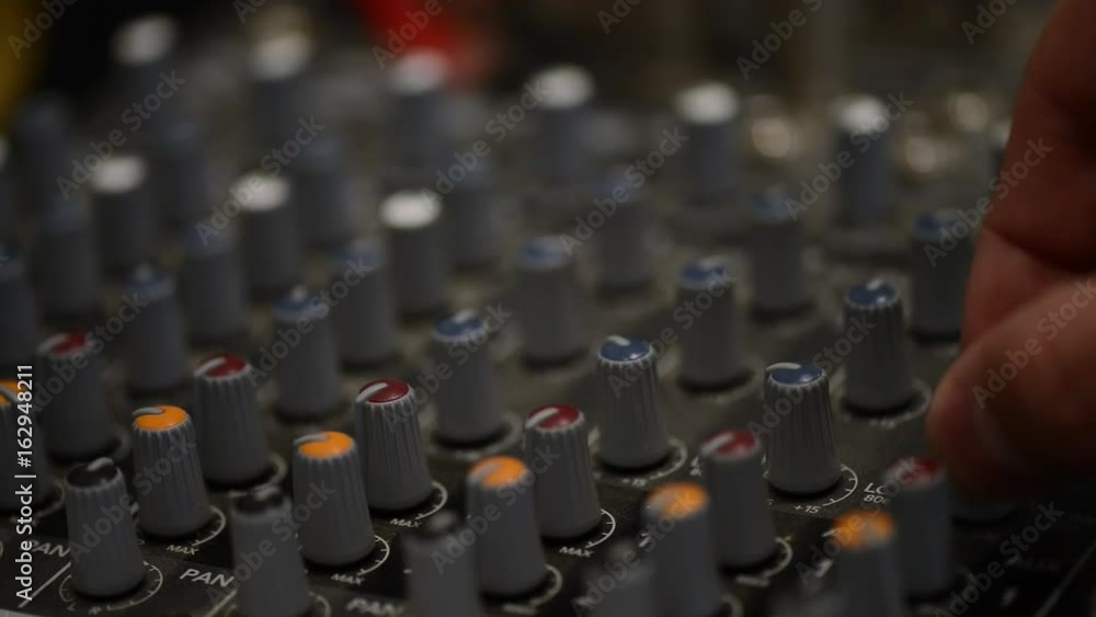Working With Analogic Sound Mixer. Professional audio mixing console radio and TV broadcasting Working With Analogic Sound Mixer. Professional audio mixing console radio and TV broadcasting