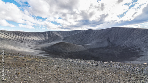 View of amazing Hverfjall volcanic crater in Iceland