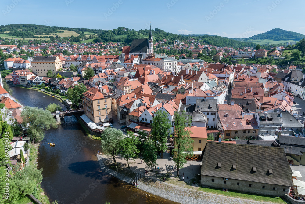 Czech Krumlov from above in the summer