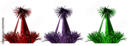 3d rendering of a color celebration hats on white