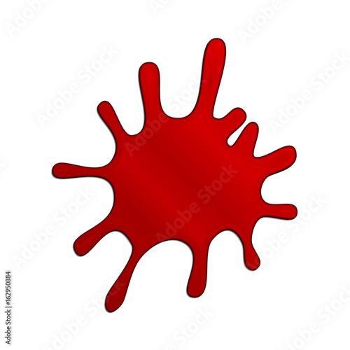 Blood splash. Vector illustration. Isolated splatter or blot of paint on white background. Cartoon style.