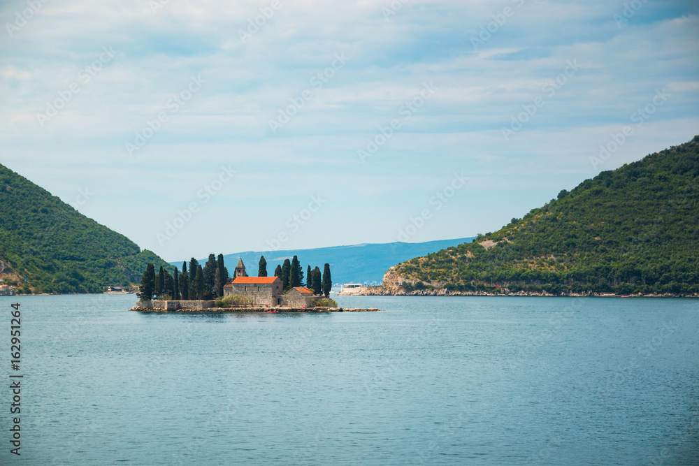 Church on Island in Kotor Fjord in Montenegro