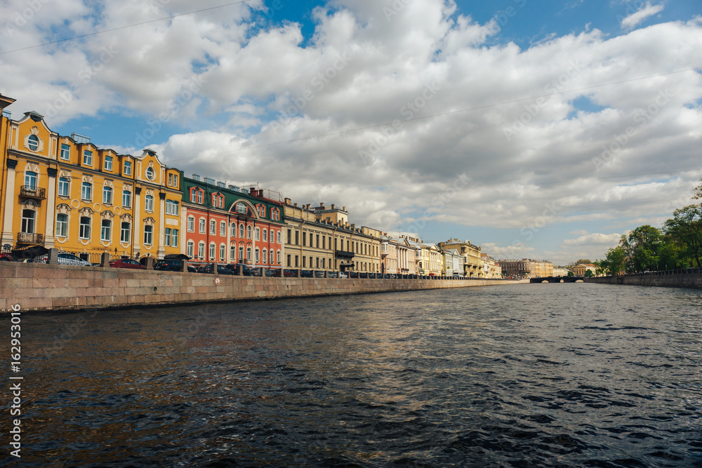 View of St. Petersburg. Moyka River in summer day