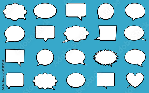 Blank empty white speech bubbles