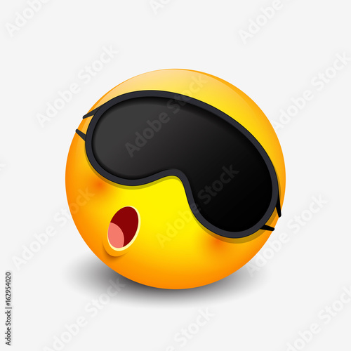 Cute sleeping emoticon wearing sleep mask, emoji