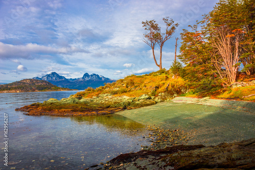 Gorgeous landscape of Patagonia's Tierra del Fuego National Park in Autumn