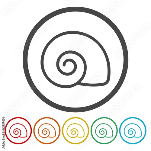 Flat Design Simple Icons set - Snail Shell 